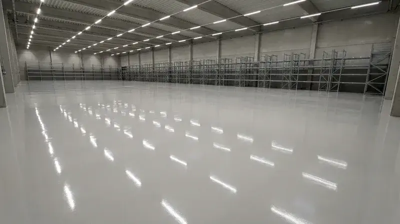 Illustrative image of a glossy epoxy floor, not a completed project
